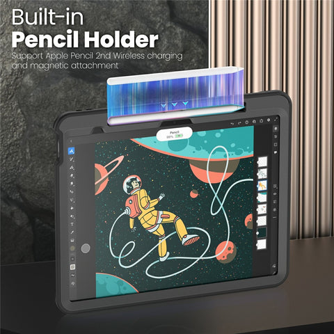 For iPad Air 13 (2026) / (2025) / (2024) Case Hidden Zinc Alloy Kickstand PC + TPE Tablet Cover with Shoulder Strap