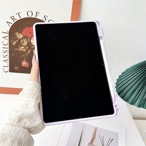 For Xiaomi Redmi Pad SE Case Solid Color TPU Tablet Cover with Pencil Holder
