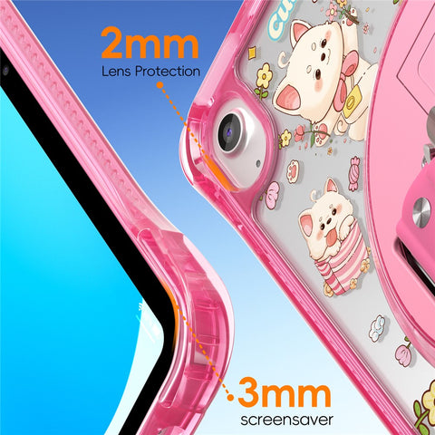 For iPad (2025)  /  10.9 (2022) Case Kickstand Hand Strap Imprint PC TPU Acrylic Cover with Shoulder Strap
