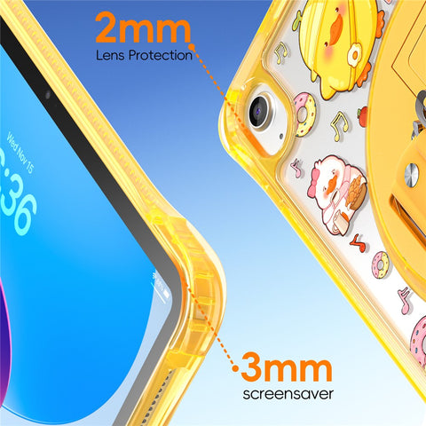 For iPad (2025)  /  10.9 (2022) Case Kickstand Hand Strap Imprint PC + TPU + Acrylic Tablet Cover