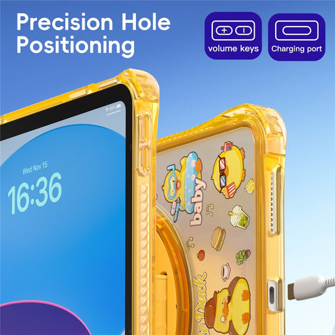 For iPad (2025)  /  10.9 (2022) Case Kickstand Hand Strap Imprint PC + TPU + Acrylic Tablet Cover