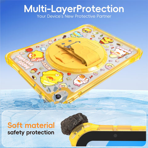 For iPad (2025)  /  10.9 (2022) Case Kickstand Hand Strap Imprint PC + TPU + Acrylic Tablet Cover
