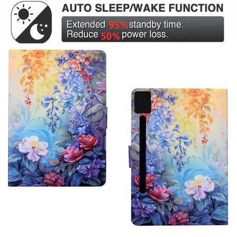 For Lenovo Idea Tab Pro / Tab P12 Pro Gen 2 Case Colorful Pattern Painting Card Slots Stand Leather Tablet Cover with Auto Sleep / Wake