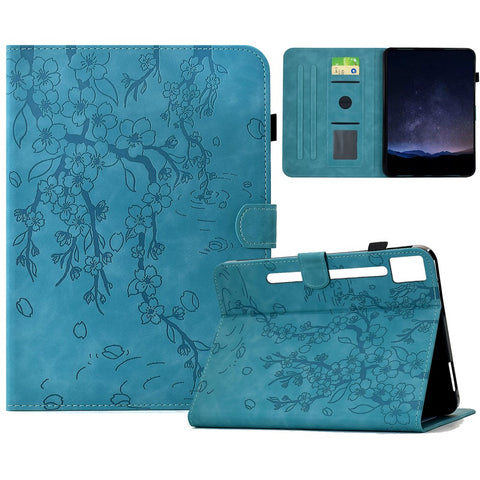 For Lenovo Idea Tab Pro / Tab P12 Pro Gen 2 Case Imprinted Plum Blossom Stand Card Slots Leather Tablet Cover with Auto Sleep / Wake