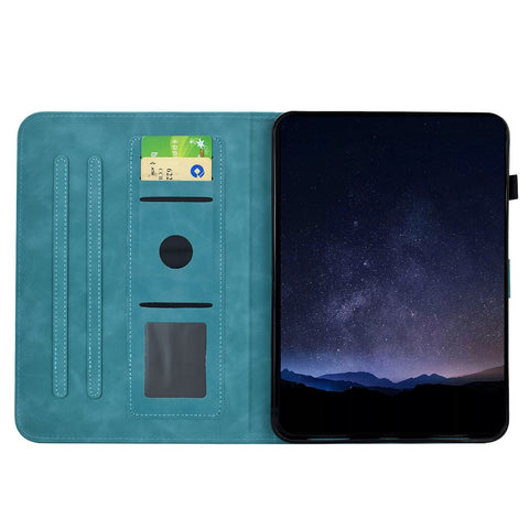 For Lenovo Tab M11 / Xiaoxin Pad 11 2024 Case Imprinted Plum Blossom Stand Card Slots Leather Tablet Cover with Auto Sleep / Wake