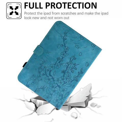 For Lenovo Tab M11 / Xiaoxin Pad 11 2024 Case Imprinted Plum Blossom Stand Card Slots Leather Tablet Cover with Auto Sleep / Wake