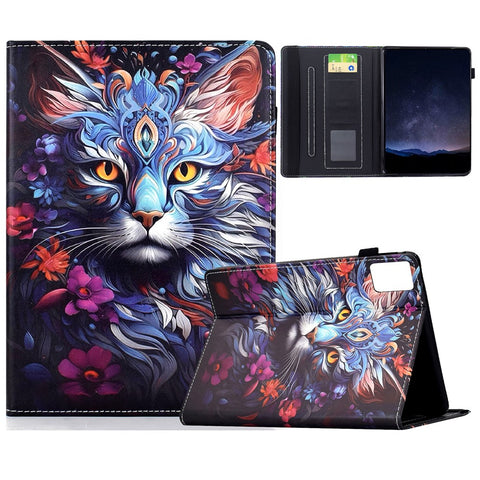 For Lenovo Tab M11 / Xiaoxin Pad 11 2024 Leather Case Pattern Print Card Slots Stand Auto Sleep Wake Tablet Cover