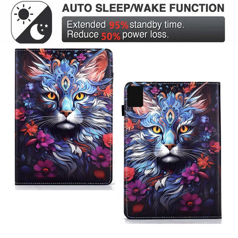 For Lenovo Tab M11 / Xiaoxin Pad 11 2024 Leather Case Pattern Print Card Slots Stand Auto Sleep Wake Tablet Cover