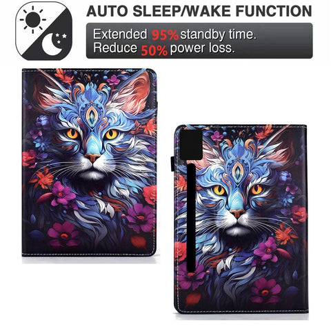 For Lenovo Idea Tab Pro / Tab P12 Pro Gen 2 Leather Case Pattern Print Card Slots Stand Auto Sleep Wake Tablet Cover