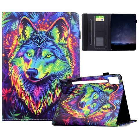 For Lenovo Idea Tab Pro / Tab P12 Pro Gen 2 Leather Case Pattern Print Card Slots Stand Auto Sleep Wake Tablet Cover
