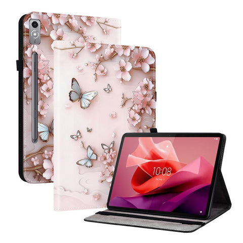 For Lenovo Tab P12 Leather Case Pattern Printed Stand Tablet Cover with Card Slots