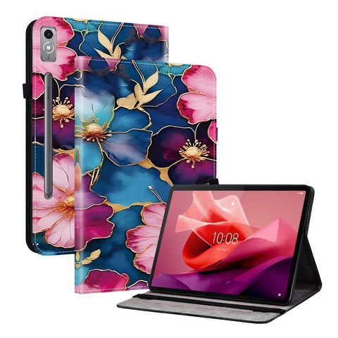 For Lenovo Tab P12 Leather Case Pattern Printed Stand Tablet Cover with Card Slots