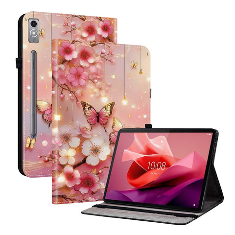 For Lenovo Tab P12 Leather Case Pattern Printed Stand Tablet Cover with Card Slots