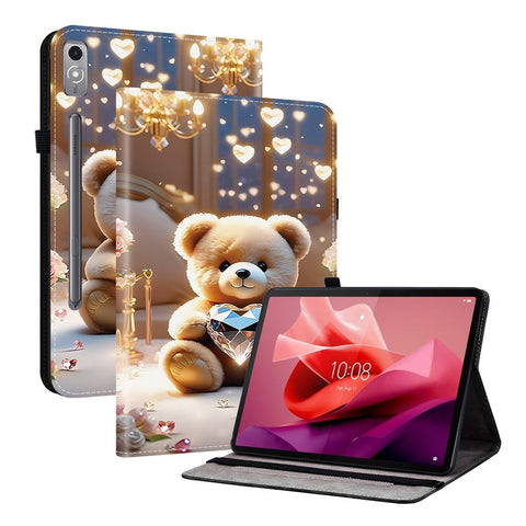 For Lenovo Tab P12 Leather Case Pattern Printed Stand Tablet Cover with Card Slots