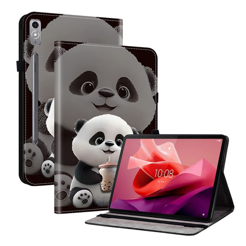 For Lenovo Tab P12 Leather Case Pattern Printed Stand Tablet Cover with Card Slots