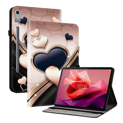 For Lenovo Tab P12 Leather Case Pattern Printed Stand Tablet Cover with Card Slots