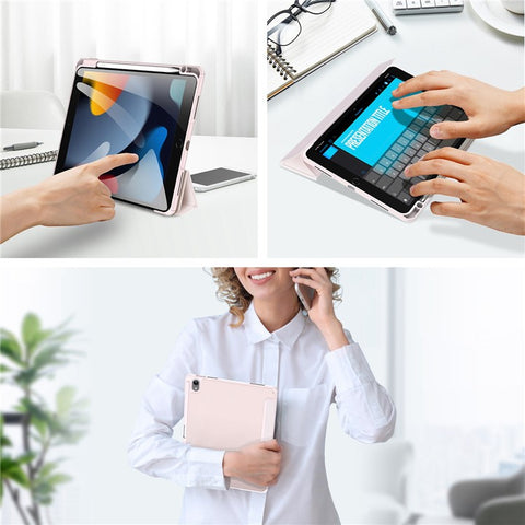 DUX DUCIS TOBY Series For Apple iPad (2025) / 10.9 (2022) TPU+PC+Leather Case Three-Fold Stand Tablet Cover with Pen Slot