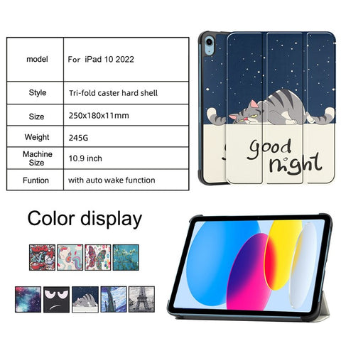 For iPad (2025) / 10.9 (2022) Tri-Fold Stand Case Pattern Printing Folio Flip PU Leather Tablet Cover