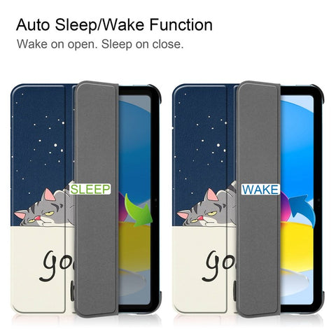 For iPad (2025) / 10.9 (2022) Tri-Fold Stand Case Pattern Printing Folio Flip PU Leather Tablet Cover