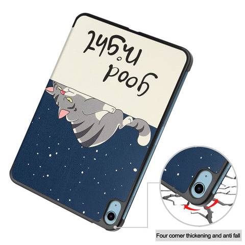 For iPad (2025) / 10.9 (2022) Tri-Fold Stand Case Pattern Printing Folio Flip PU Leather Tablet Cover