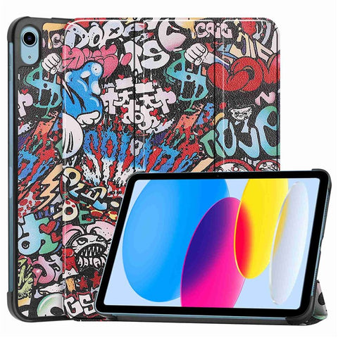 For iPad (2025) / 10.9 (2022) Tri-Fold Stand Case Pattern Printing Folio Flip PU Leather Tablet Cover