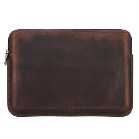 For MacBook Air 13 inch (2022) A2681 Carrying Pouch Cowhide Leather Zipper Storage Bag