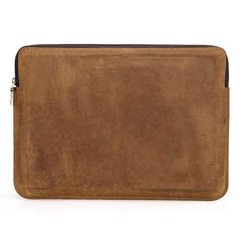 For MacBook Air 13 inch (2022) A2681 Carrying Pouch Cowhide Leather Zipper Storage Bag