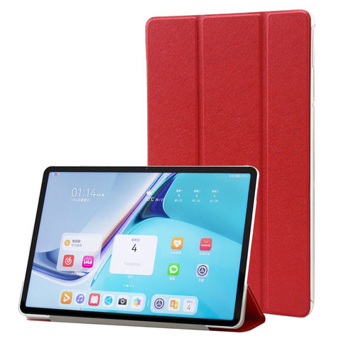 For Huawei MatePad Pro 11 (2022) Silk Texture Protective Case PU Leather Tri-fold Stand Folio Cover