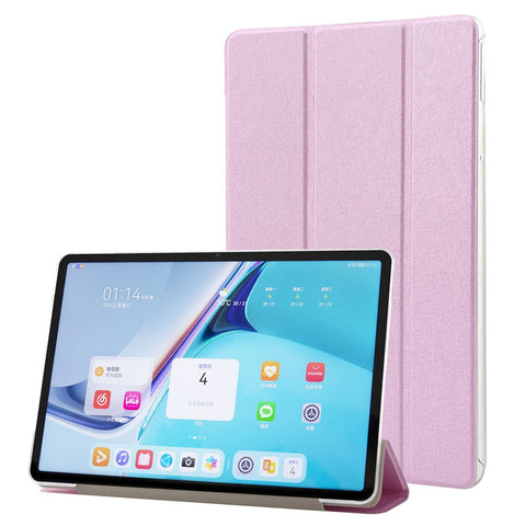 For Huawei MatePad Pro 11 (2022) Silk Texture Protective Case PU Leather Tri-fold Stand Folio Cover