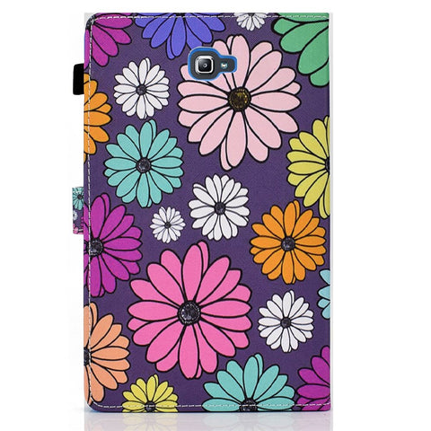 For Samsung Galaxy Tab A 10.1 (2016) (T580 / T585) Shockproof PU Leather Tablet Case Stitching Pattern Printed Magnetic Closure Tablet Stand Cover with Card Slots