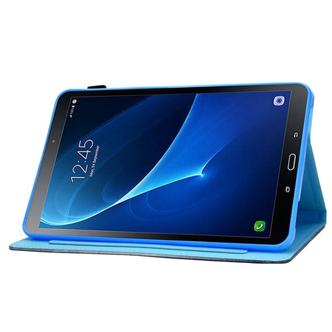 For Samsung Galaxy Tab A 10.1 (2016) (T580 / T585) Shockproof PU Leather Tablet Case Stitching Pattern Printed Magnetic Closure Tablet Stand Cover with Card Slots