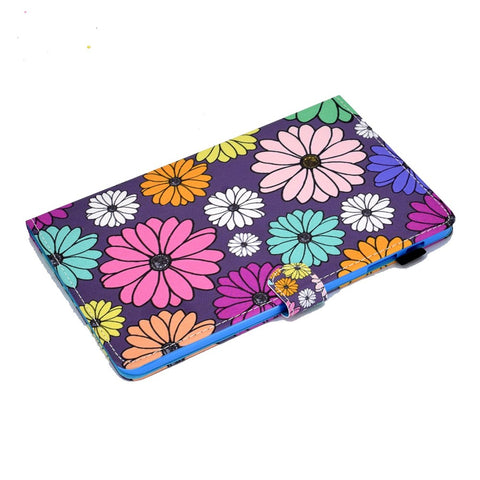 For Samsung Galaxy Tab A 10.1 (2016) (T580 / T585) Shockproof PU Leather Tablet Case Stitching Pattern Printed Magnetic Closure Tablet Stand Cover with Card Slots