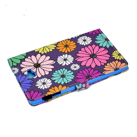 For Samsung Galaxy Tab A 10.1 (2016) (T580 / T585) Shockproof PU Leather Tablet Case Stitching Pattern Printed Magnetic Closure Tablet Stand Cover with Card Slots