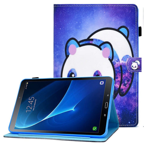 For Samsung Galaxy Tab A 10.1 (2016) (T580 / T585) Shockproof PU Leather Tablet Case Stitching Pattern Printed Magnetic Closure Tablet Stand Cover with Card Slots