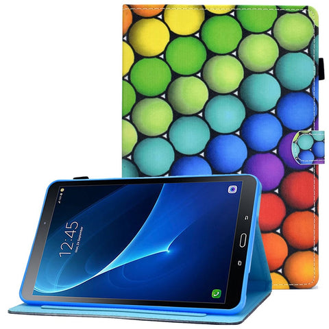 For Samsung Galaxy Tab A 10.1 (2016) (T580 / T585) Shockproof PU Leather Tablet Case Stitching Pattern Printed Magnetic Closure Tablet Stand Cover with Card Slots