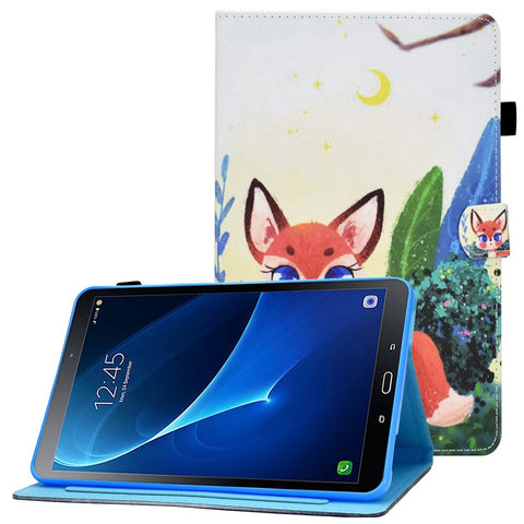 For Samsung Galaxy Tab A 10.1 (2016) (T580 / T585) Shockproof PU Leather Tablet Case Stitching Pattern Printed Magnetic Closure Tablet Stand Cover with Card Slots