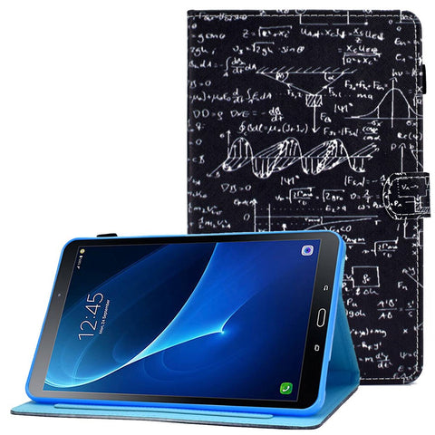 For Samsung Galaxy Tab A 10.1 (2016) (T580 / T585) Shockproof PU Leather Tablet Case Stitching Pattern Printed Magnetic Closure Tablet Stand Cover with Card Slots