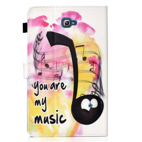 For Samsung Galaxy Tab A 10.1 (2016) (T580 / T585) Anti-Drop Leather Case Stitched Shockproof Cover Pattern Printed Magnetic Closure Tablet Stand Case with Card Slots