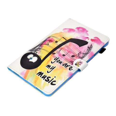 For Samsung Galaxy Tab A 10.1 (2016) (T580 / T585) Anti-Drop Leather Case Stitched Shockproof Cover Pattern Printed Magnetic Closure Tablet Stand Case with Card Slots