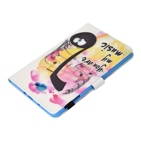 For Samsung Galaxy Tab A 10.1 (2016) (T580 / T585) Anti-Drop Leather Case Stitched Shockproof Cover Pattern Printed Magnetic Closure Tablet Stand Case with Card Slots