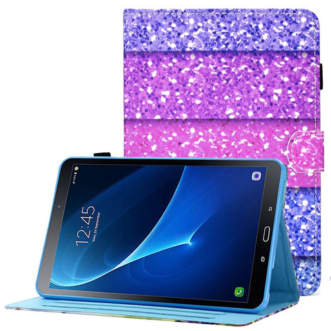 For Samsung Galaxy Tab A 10.1 (2016) (T580 / T585) Anti-Drop Leather Case Stitched Shockproof Cover Pattern Printed Magnetic Closure Tablet Stand Case with Card Slots