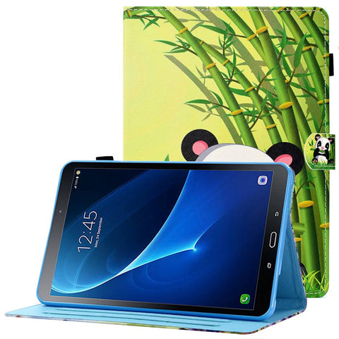 For Samsung Galaxy Tab A 10.1 (2016) (T580 / T585) Anti-Drop Leather Case Stitched Shockproof Cover Pattern Printed Magnetic Closure Tablet Stand Case with Card Slots