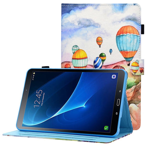 For Samsung Galaxy Tab A 10.1 (2016) (T580 / T585) Anti-Drop Leather Case Stitched Shockproof Cover Pattern Printed Magnetic Closure Tablet Stand Case with Card Slots