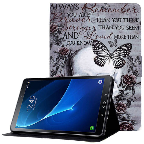 For Samsung Galaxy Tab A 10.1 (2016) T580 / T585 Pattern Printing PU Leather Stand Cover Tablet Anti-drop Case with Card Slots