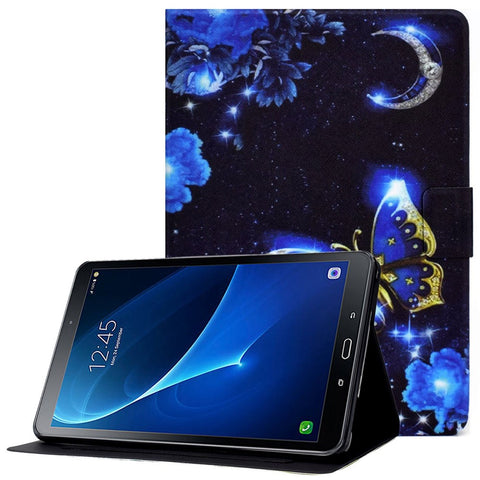 For Samsung Galaxy Tab A 10.1 (2016) T580 / T585 Pattern Printing PU Leather Stand Cover Tablet Anti-drop Case with Card Slots