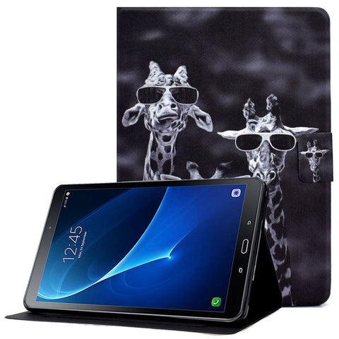 For Samsung Galaxy Tab A 10.1 (2016) T580 / T585 Pattern Printing PU Leather Stand Cover Tablet Anti-drop Case with Card Slots