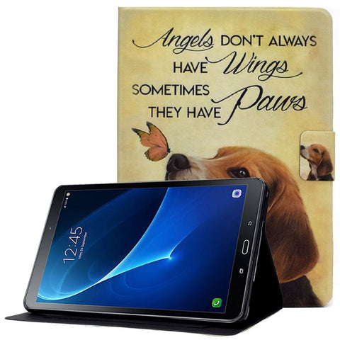 For Samsung Galaxy Tab A 10.1 (2016) T580 / T585 Pattern Printing PU Leather Stand Cover Tablet Anti-drop Case with Card Slots