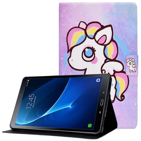 For Samsung Galaxy Tab A 10.1 (2016) T580 / T585 Pattern Printing PU Leather Stand Cover Tablet Anti-drop Case with Card Slots