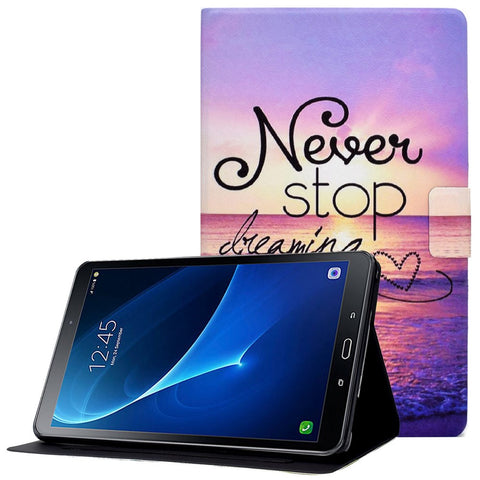 For Samsung Galaxy Tab A 10.1 (2016) T580 / T585 Pattern Printing PU Leather Stand Cover Tablet Anti-drop Case with Card Slots