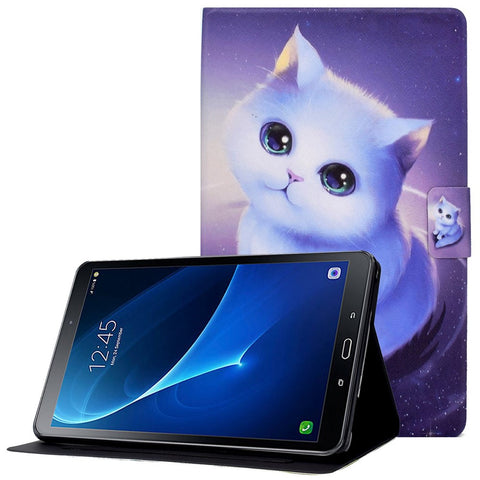 For Samsung Galaxy Tab A 10.1 (2016) T580 / T585 Pattern Printing PU Leather Stand Cover Tablet Anti-drop Case with Card Slots